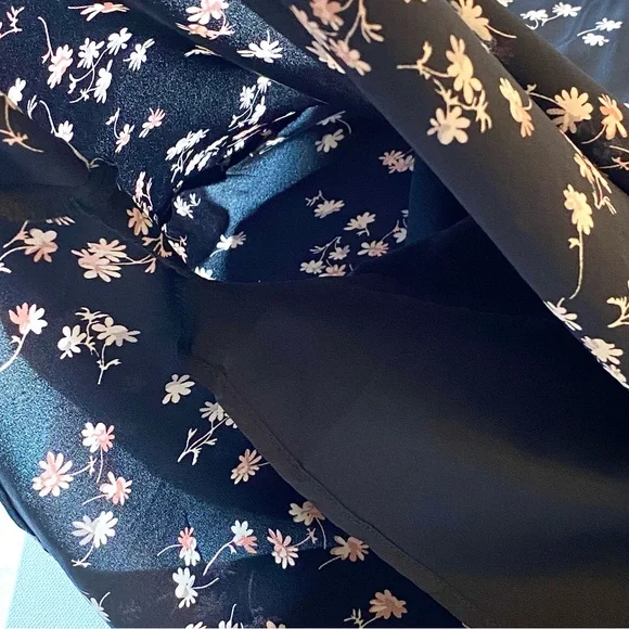 NWT Ann Taylor Black Floral Long Sleeve Boho Dress, Size 14T - Picture 6 of 9